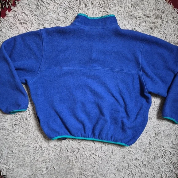 Mens Vintage LL Bean Fleece Pullover Sweater Size Large Tall LT TL Blue Preppy ✨ - Picture 10 of 11